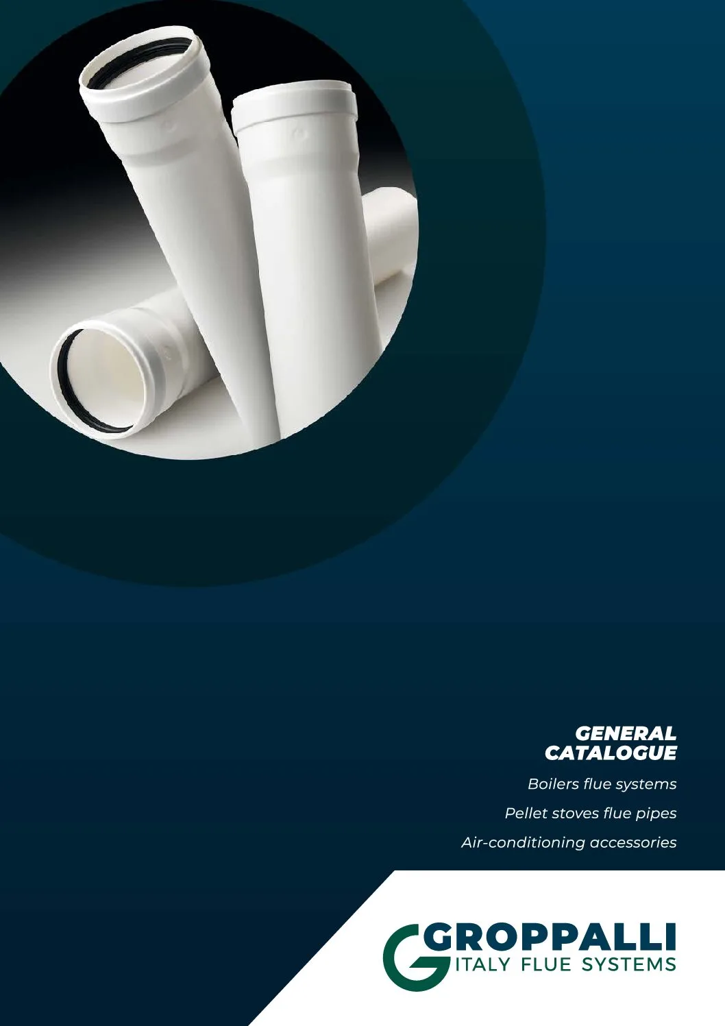 Cover of the Groppalli general catalogue: Flue Systems for pellet boilers and stoves, air-conditioning accessories