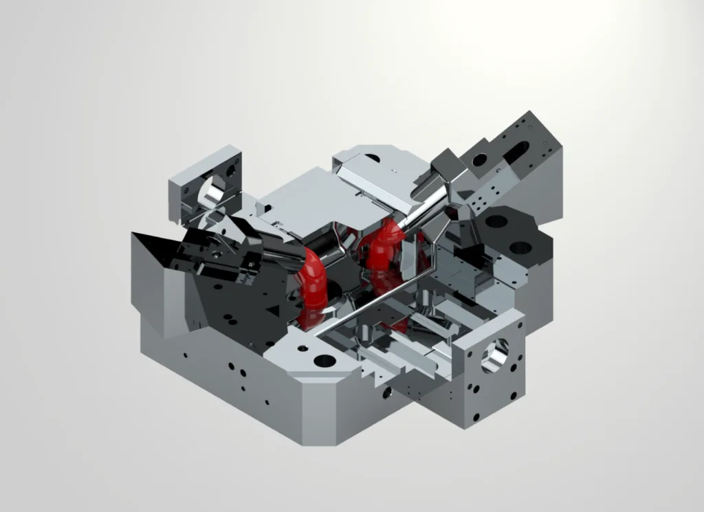 Modello 3D dello stampo a pressofusione sviluppato con il software CAD/CAM